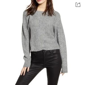 Leith Dolman Sleeve Pullover Ribbed Sweater in Grey Medium Charcoal Heather